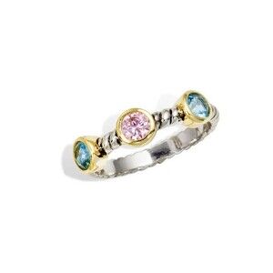 Savvy Cie Jewels Sterling Silver Multicolor CZ Ring Sz. 8